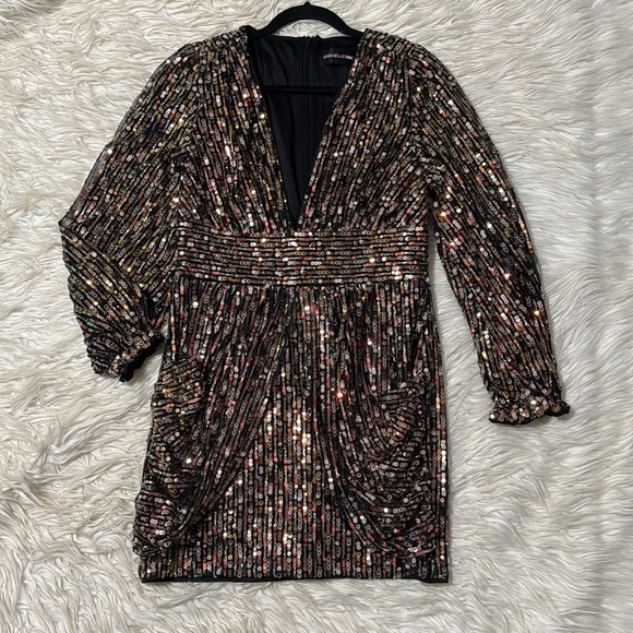 NY&C Gabrielle Union long sleeves sequined cocktail dress Sz Medium - Picture 2 of 11
